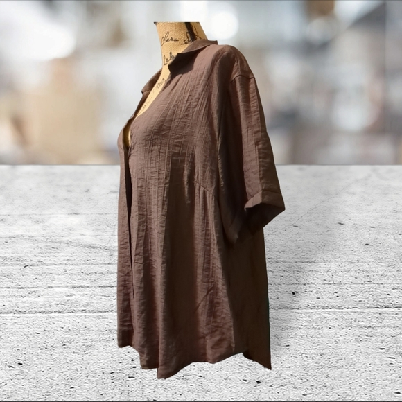 NWT EMERY ROSE short sleeve v-neck button down blouse top shirt SIZE 2X - Picture 5 of 16